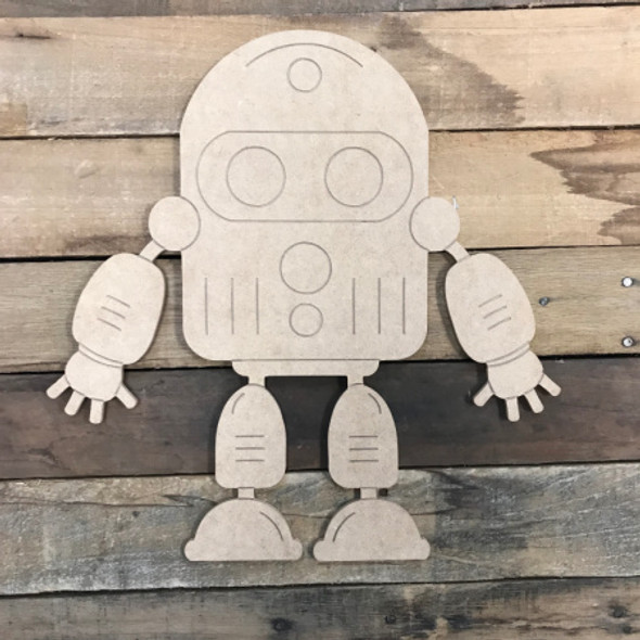 Robot, Unfinished Wooden Cutout Craft, Paint by Line