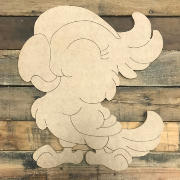 Cartoon Parrot, Unfinished Wooden Cutout Craft, Paint by Line