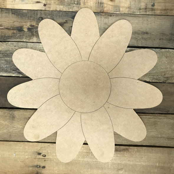 Sunflower 2, Unfinished Wooden Cutout Craft, Paint by Line