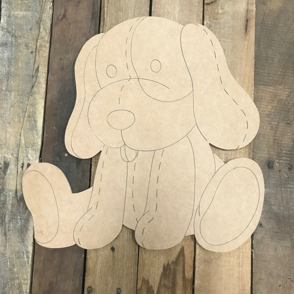 Puppy Dog, Unfinished Wooden Cutout Craft, Paint by Line