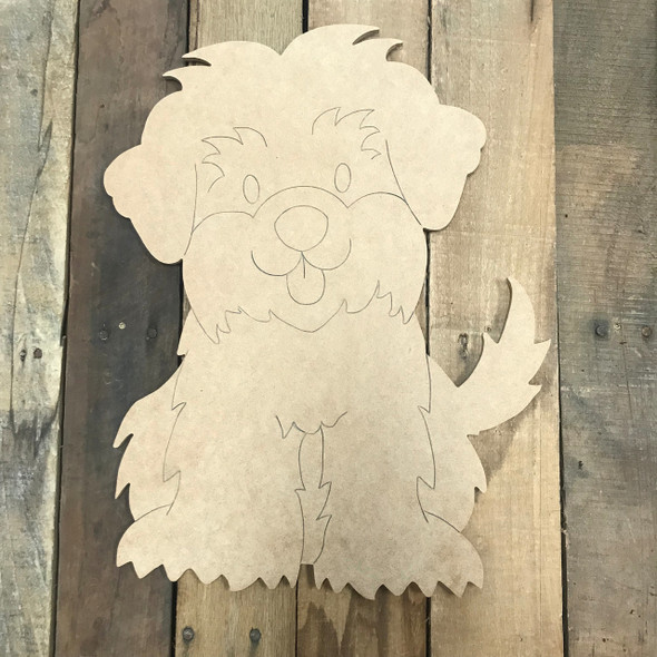 Yorkie, Unfinished Wooden Cutout Craft, Paint by Line