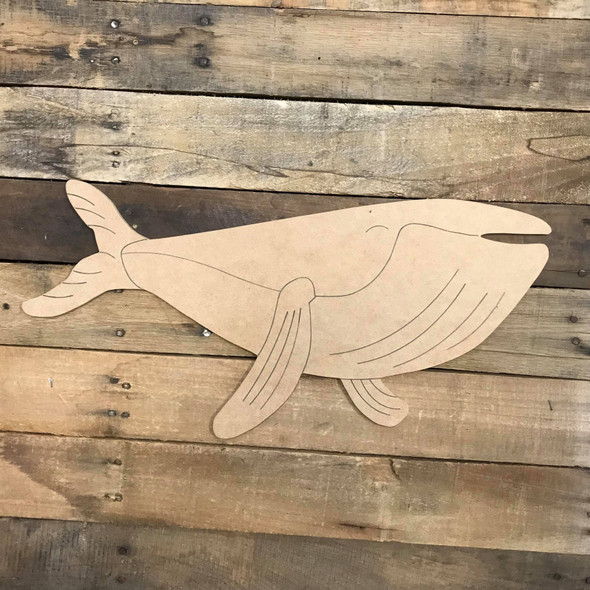 Whale 2 Cutout, Unfinished Craft, Paint by Line