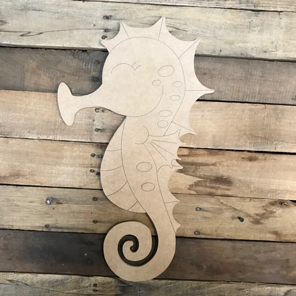 Seahorse Cutout, Unfinished Craft, Paint by Line