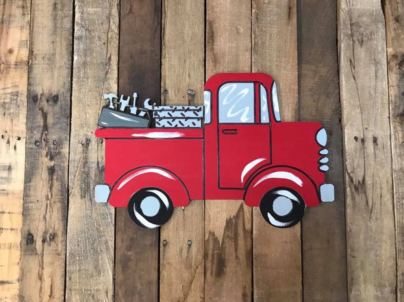 Truck with Tools Cutout, Unfinished Craft, Paint by Line