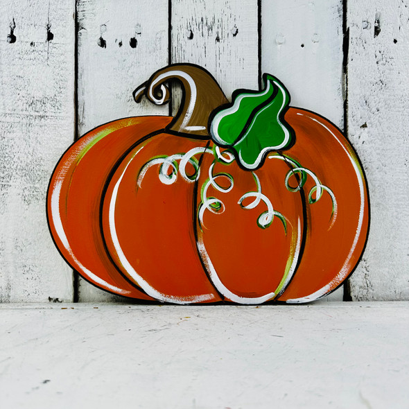 Wide Pumpkin Cutout, Unfinished Shape, Paint by Line