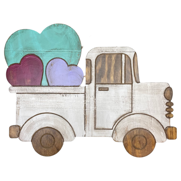 Valentine Heart Truck, Large Pine Yard Display, Photo Prop