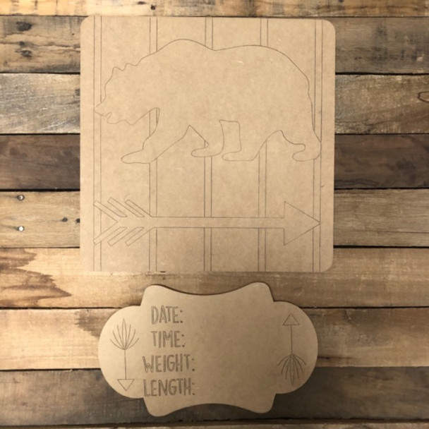 Bear Baby Announcement, Door Hanger Paint by Line