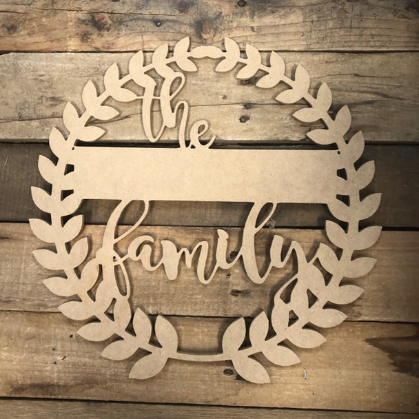 The Family Blank Wreath Frame Wooden - Unfinished  DIY Craft