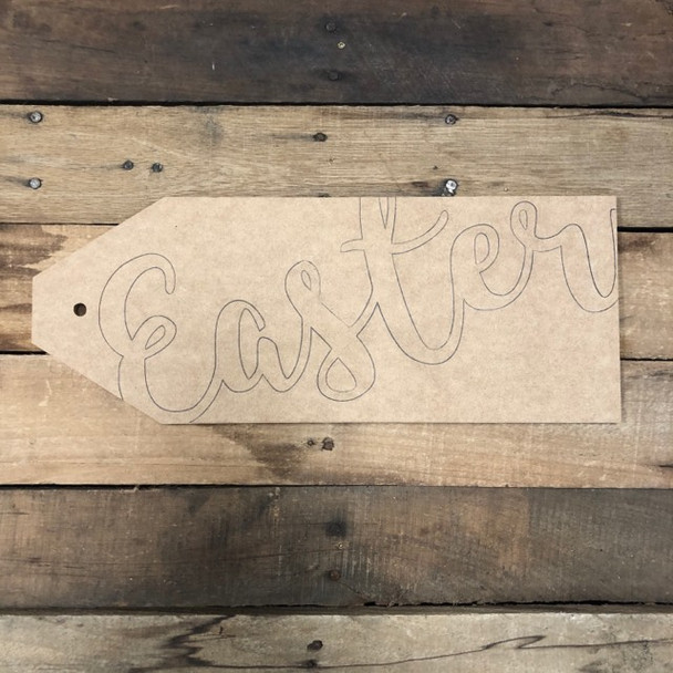 Wooden Easter Door Tag Cutout, Unfinished Wall Decor Paint by Line