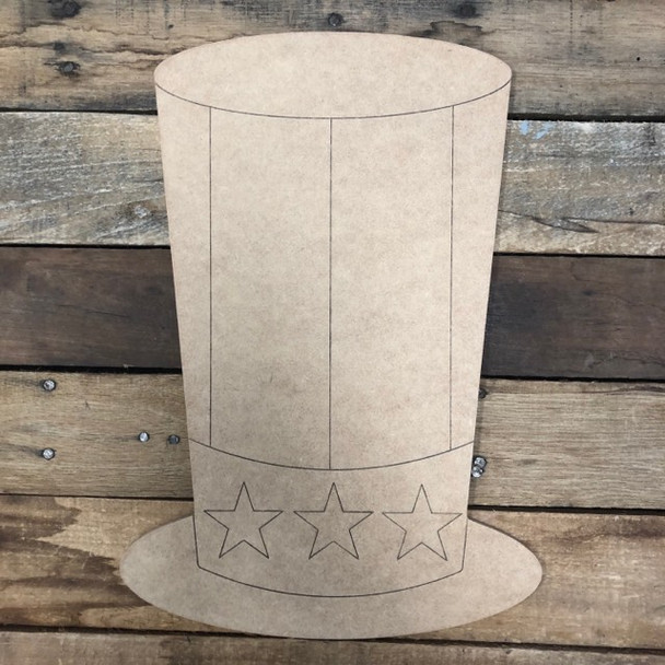 Uncle Sam Hat,  Wood Cutout, Shape Paint by Line