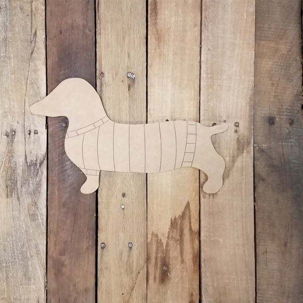 Dachshund Weenie Dog With Sweater, Paint By Line, Engraved Cutout