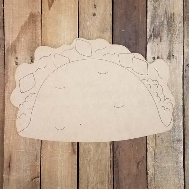 Taco Mexican Food Cutout, Unfinished Craft, Paint by Line