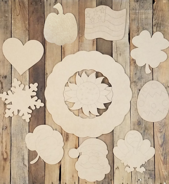 Scallop Wreath Seasonal Kit, Unfinished Shape, Paint by Line Set