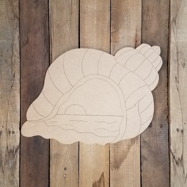 Fancy Seashell Cutout, Unfinished Wall Decor Paint by Line