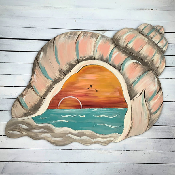 Fancy Seashell Cutout, Unfinished Wall Decor Paint by Line