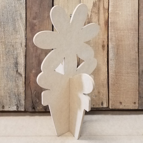 Daisy Free Standing Flower Pot, Unfinished Wood Cutout