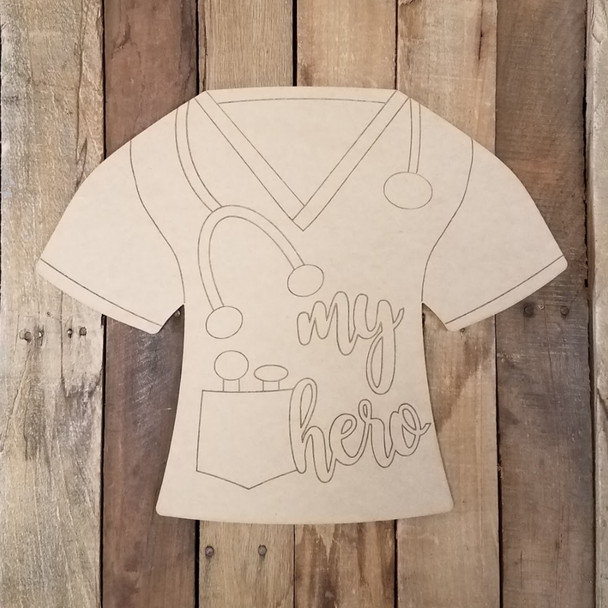 My Hero Scrub Shirt, Unfinished Craft, Paint by Line