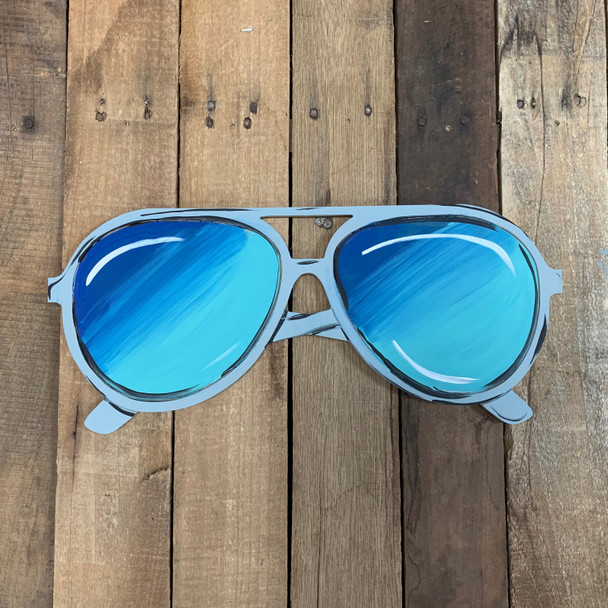 Big Beach Sunglasses, Wood Cutout, Shape Paint by Line