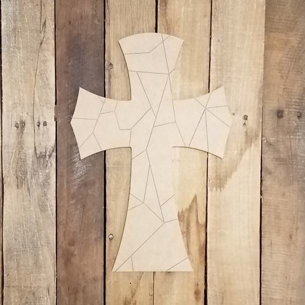 Stained Glass Cross 65 Wood Craft Shape, Paint by Line