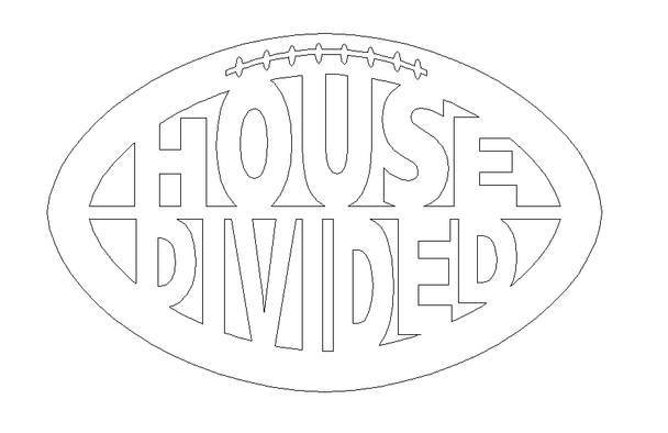 House Divided Rivalry Football Wooden Cutout, Sports Word Craft Shape