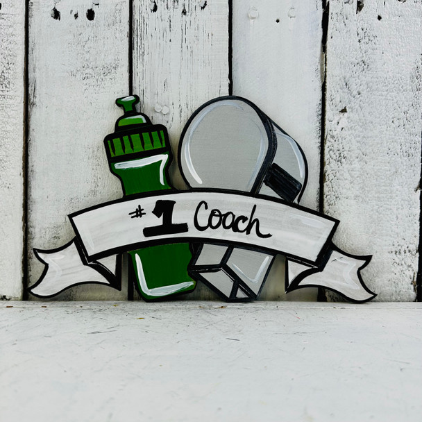 Coach Banner Door Hanger, Wood Shape, Back to School Paint by Line