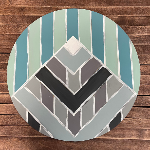 Geometric Art Mountain Circle, Boho Style Unfinished Wood Shape
