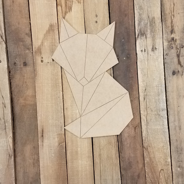 Geometric Art Forest Fox, Unfinished Wood Shape, Paint By Line