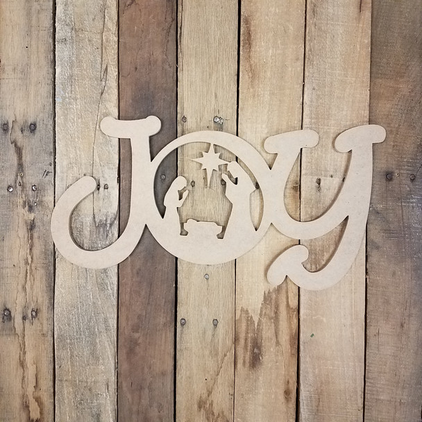 New JOY Word Nativity Scene Wood Cutout, Unfinished  DIY Craft