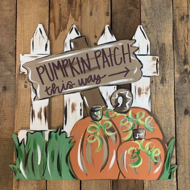 Pumpkins on Fence, Unfinished DIY Wood Cutout, Paint by Line