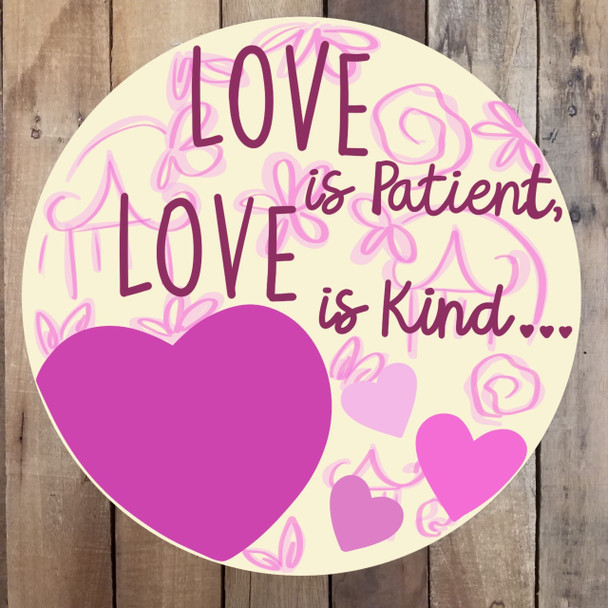 Love is Patient Valentine Circle Cutout, Shape, Paint by Line