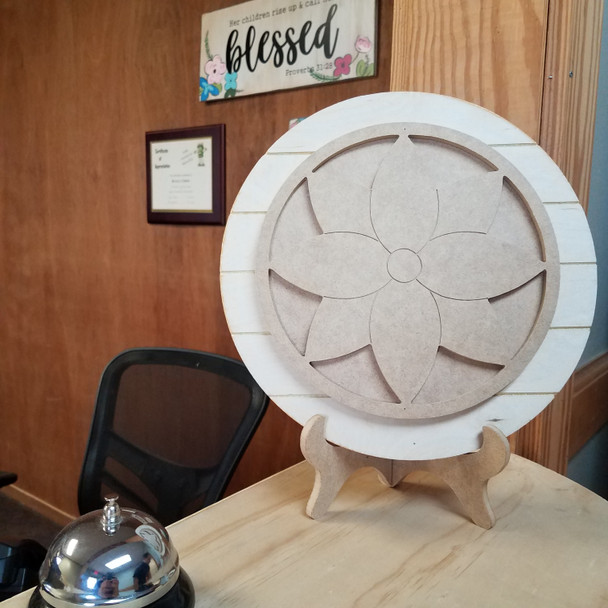 Flower Stackable Circle Easel Kit, Engraved DIY Craft Decor Set