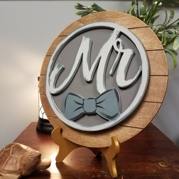 Mr Stackable Marriage Circle Easel Kit, Engraved DIY Craft Decor Set