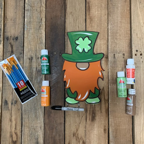 St. Patrick's Leprechaun Gnome Paint Kit, DIY Wood Cutout, Video Tutorial and Instructions