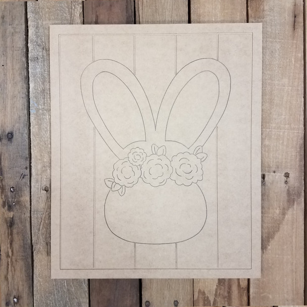 Easter Bunny Head Beaded Board Plaque,  Wooden Cutout, Paint by Line