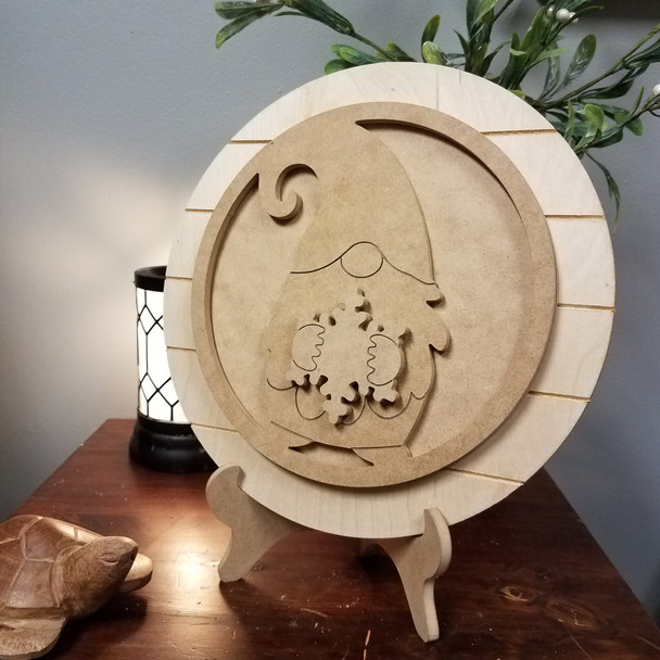 Interchangeable Gnome Seasonal Circle Easel Kit, Engraved DIY Craft Decor Set WS