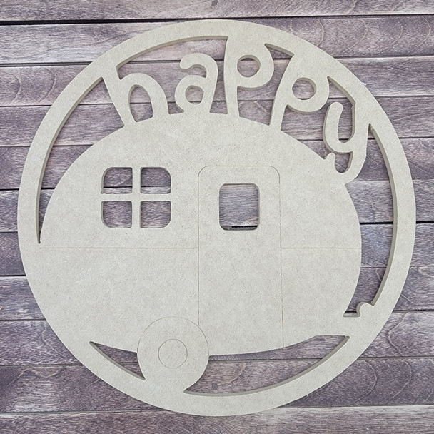 Happy Camper Circle, Engraved DIY Craft Shape