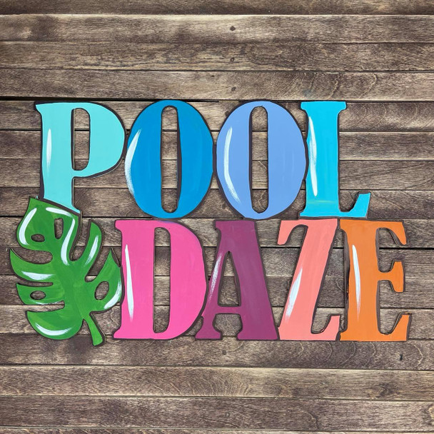 Pool Daze, Unfinished Wooden Connected Word, Alphabet Paintable DIY