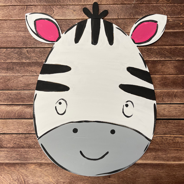 Cute Zebra Face Animal, Paint by Line Wood Cutout