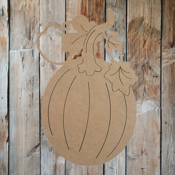 Tall Pumpkin with Vine, Paint by Line, Wood Craft Cutout