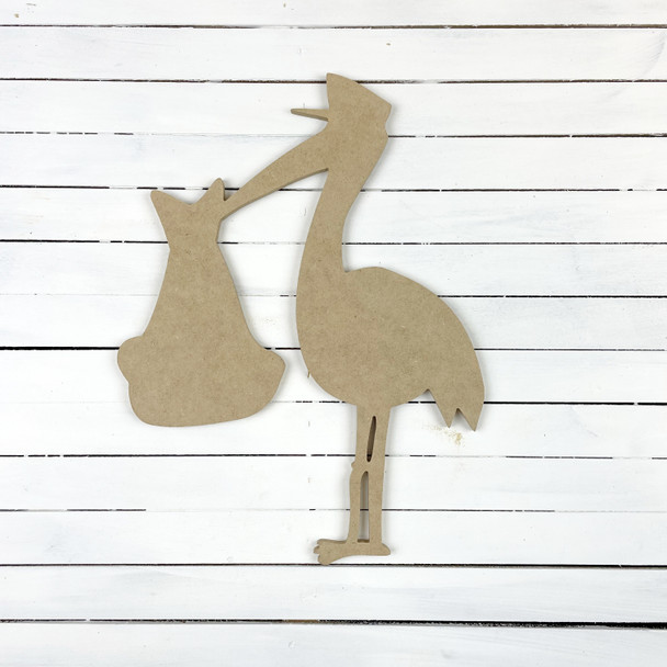 Stork with Baby Wooden Cutout