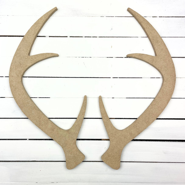 6 Point Deer Antler Set, Unfinished Wooden Craft Shape