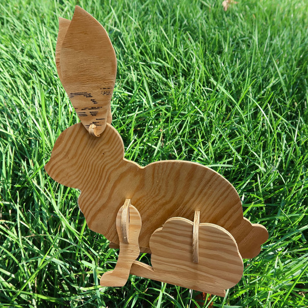 Free Standing Crouching Bunny Yard Art 1/2'' Pine Easter Yard Decor