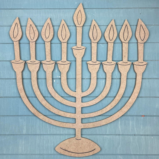 Menorah Lampstand, Paint by Line, Christmas Craft Shape