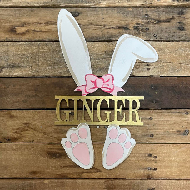 Bunny Feet & Ears Easter Name Frame, Unfinished Easter Craft Shape