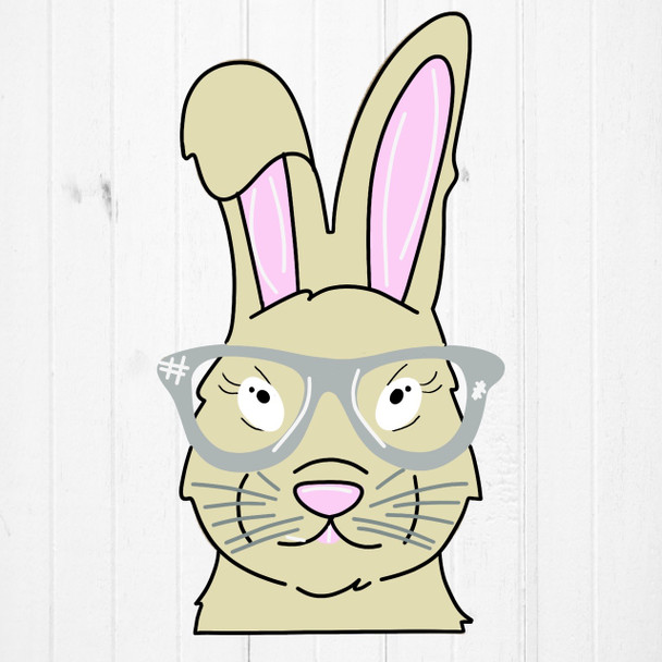 Easter Bunny with Tall Ears and Glasses, Unfinished Craft Shape