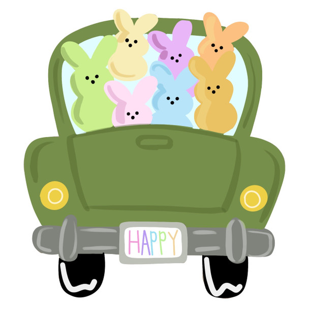 Easter Truck with Marshmallow Bunnies, Unfinished Craft Shape