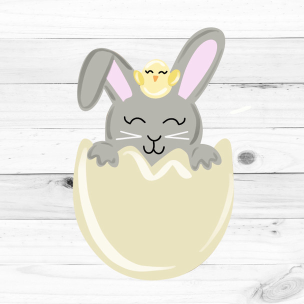Easter Bunny & Chick Hatching from Egg, Unfinished Craft Shape