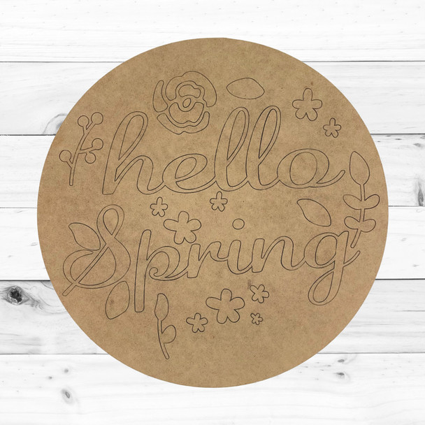 "Hello Spring" Wall Sign, Summer Craft Shape, Unfinished Craft Shape