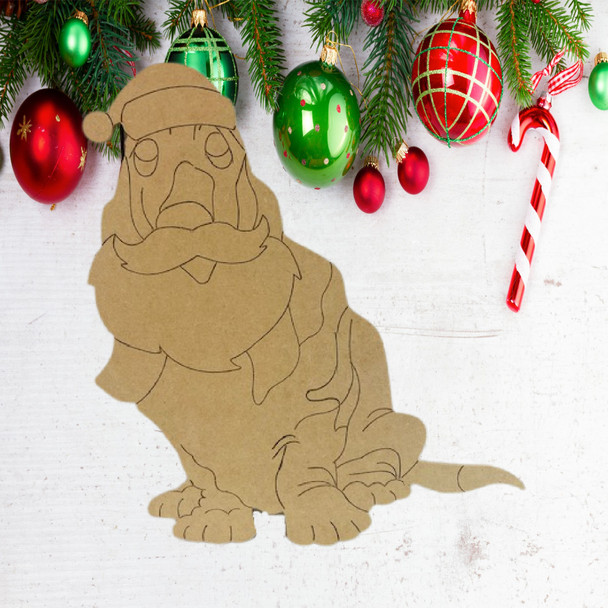 Christmas Basset Hound, Santa Hat Dog, Paint by Line, Christmas  Shape, Unfinished Craft Shape