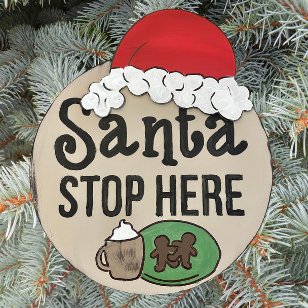 Santa Stops Here Door Hanger Set, Christmas Craft, MDF Shape